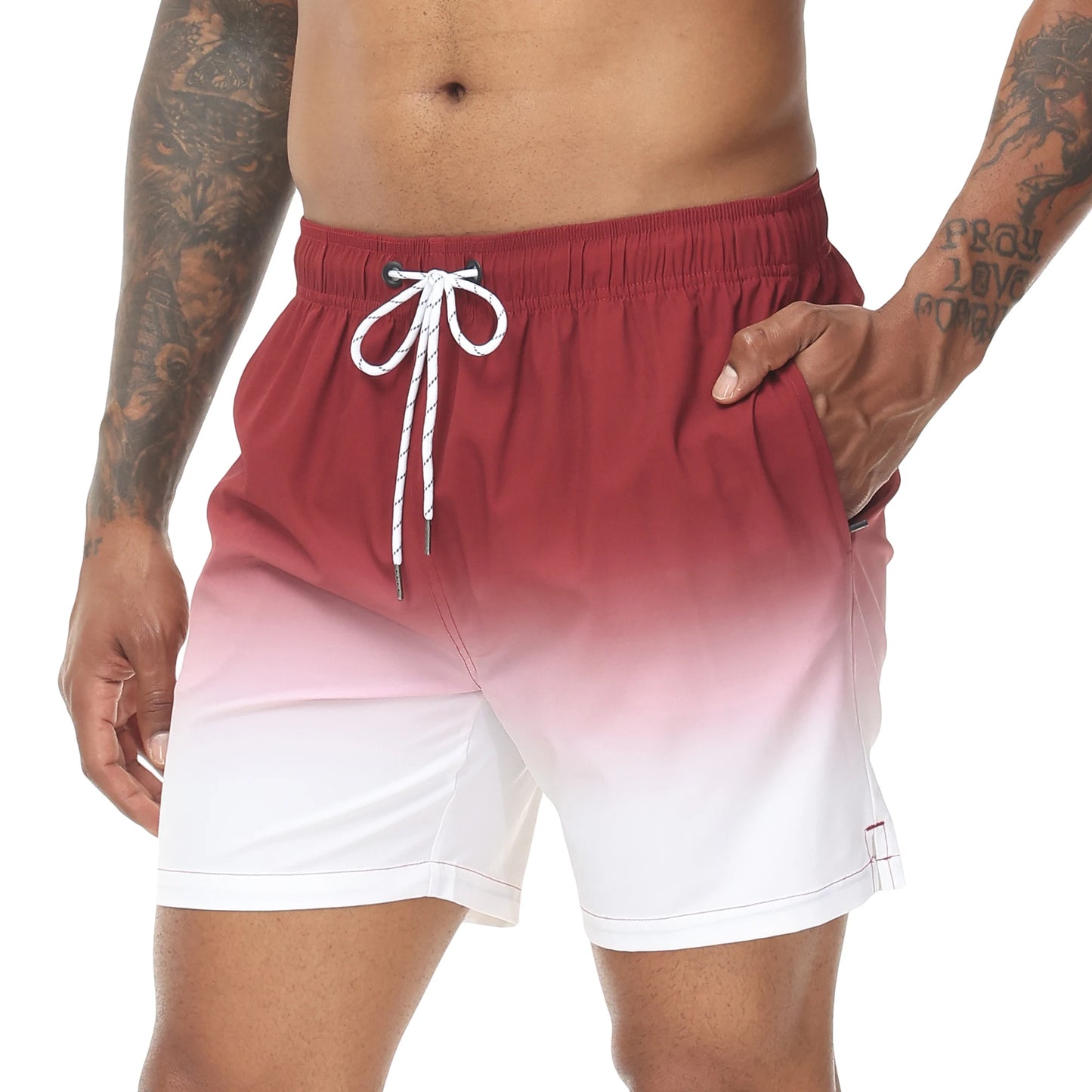 🩳 Herren Bade-Shorts mit Farbverlauf – Schnell trocknend, mit Reißverschlusstaschen & Netzfutter