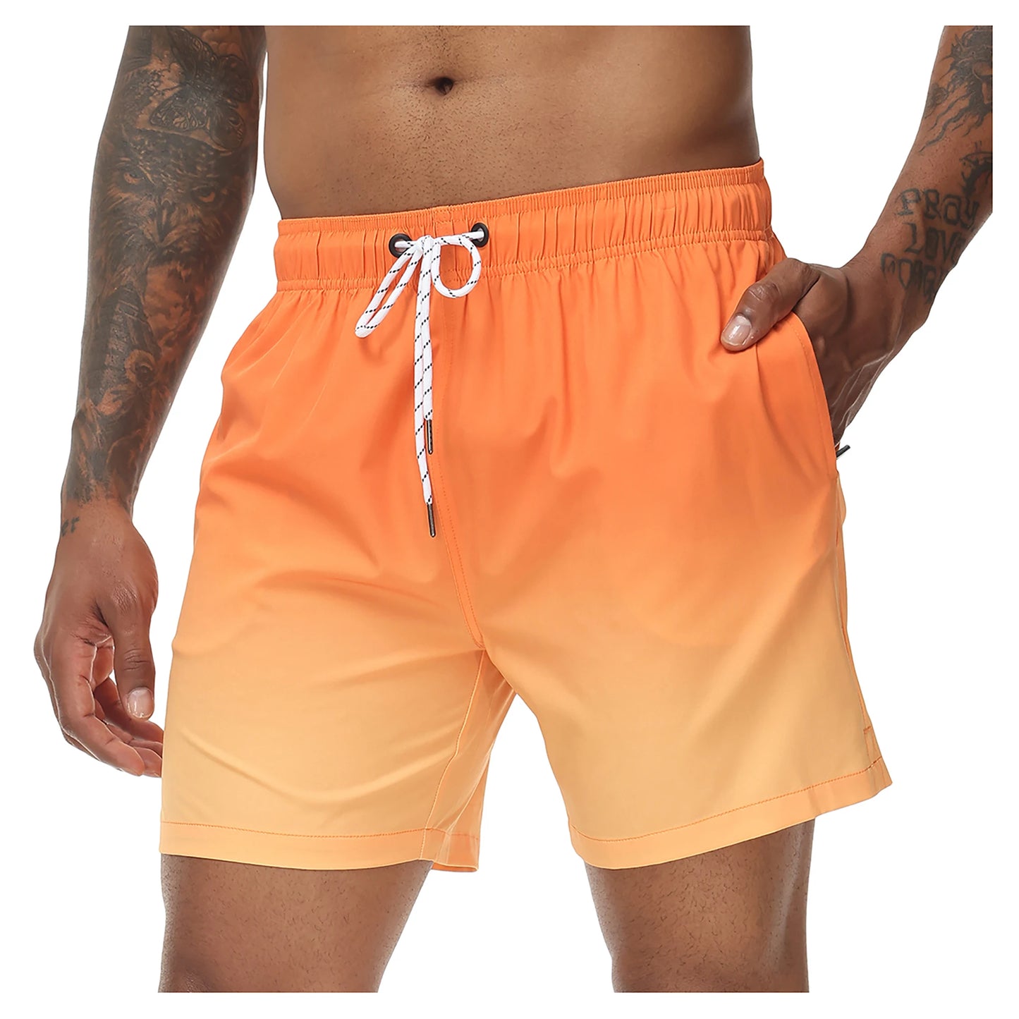 🩳 Herren Bade-Shorts mit Farbverlauf – Schnell trocknend, mit Reißverschlusstaschen & Netzfutter