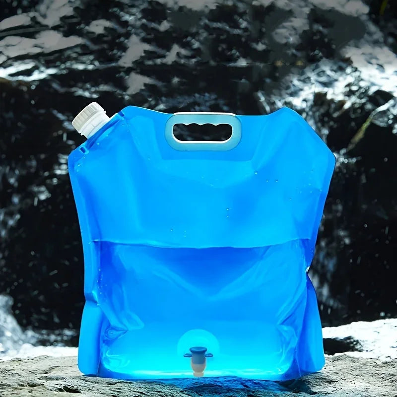 1 Stück Tragbare Auslaufsichere Wasserbeutel mit großem Fassungsvermögen – Klappbarer Outdoor-Wasserbeutel mit Wasserhahn und Kunststoff-Eimer für Bergsteigen und Camping