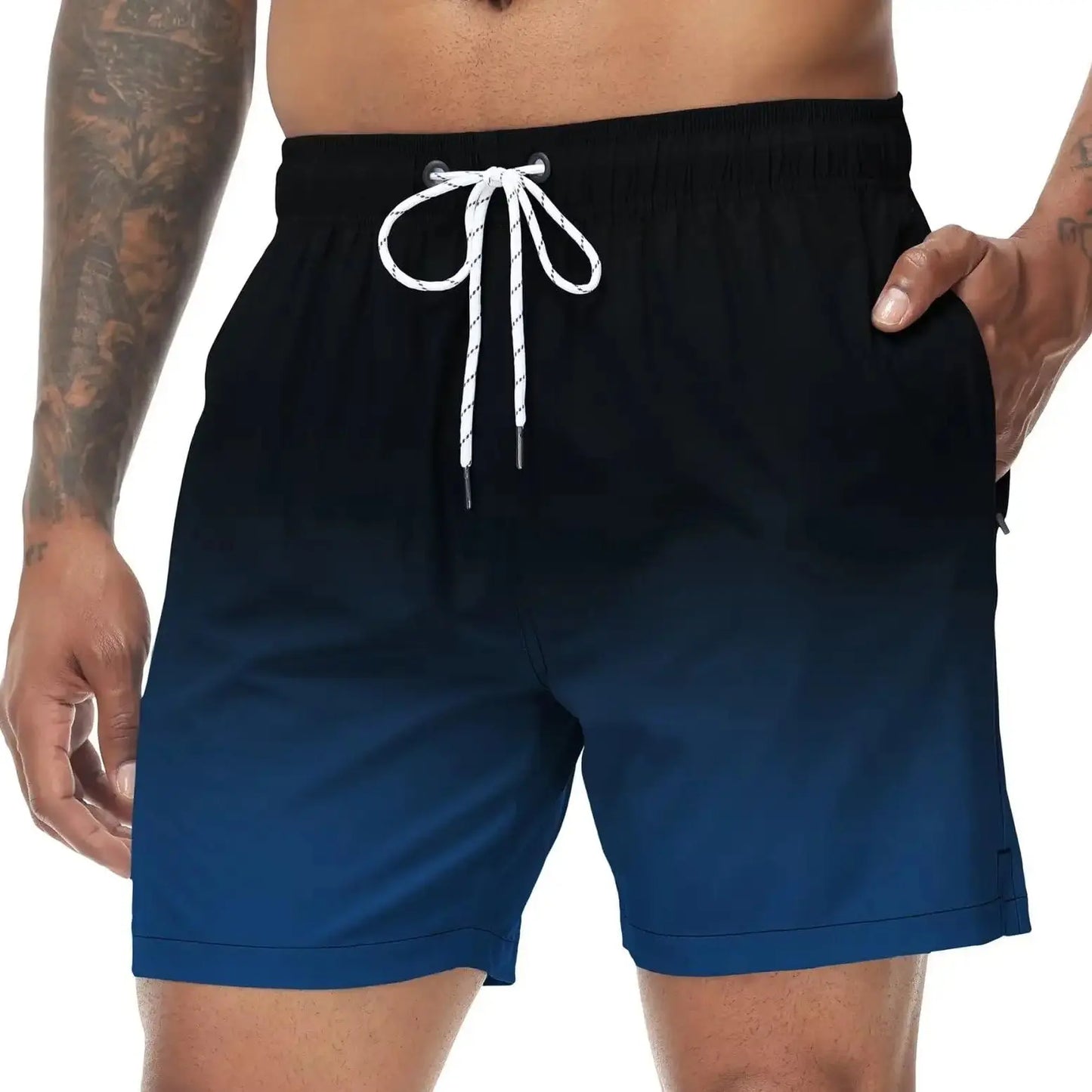 🩳 Herren Bade-Shorts mit Farbverlauf – Schnell trocknend, mit Reißverschlusstaschen & Netzfutter