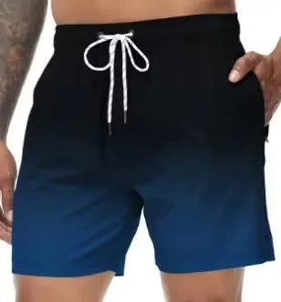 🩳 Herren Bade-Shorts mit Farbverlauf – Schnell trocknend, mit Reißverschlusstaschen & Netzfutter