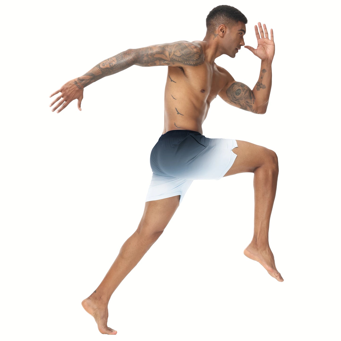 🩳 Herren Bade-Shorts mit Farbverlauf – Schnell trocknend, mit Reißverschlusstaschen & Netzfutter