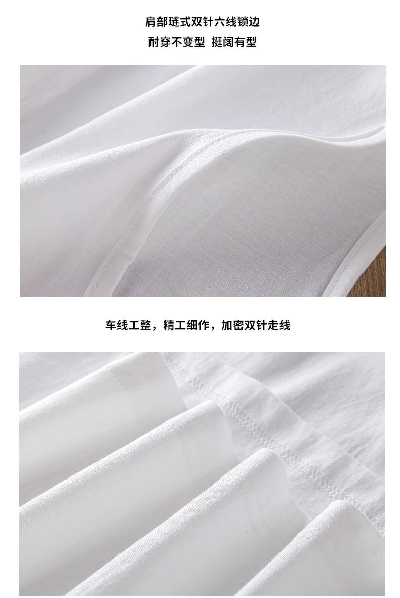 2pcs Solid Color Cotton Vest Men's White O-Neck Loose Sleeveless T-shirt Basic Models All-match Sports Running Tank Tops