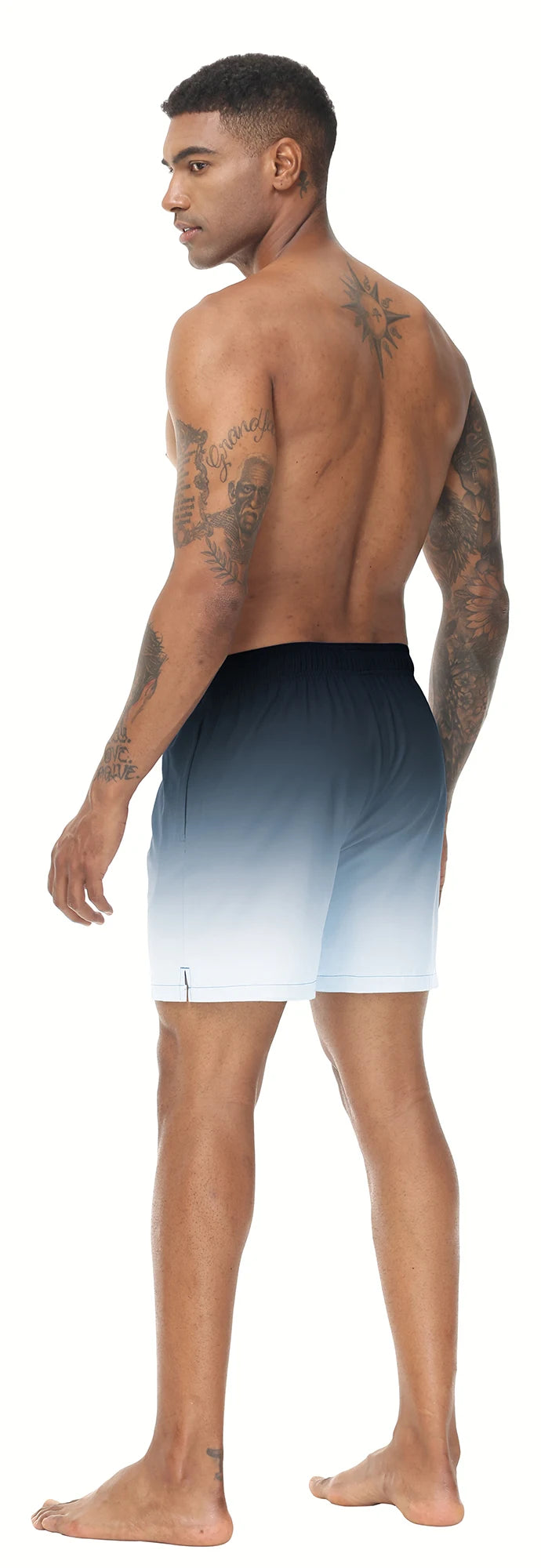 🩳 Herren Bade-Shorts mit Farbverlauf – Schnell trocknend, mit Reißverschlusstaschen & Netzfutter