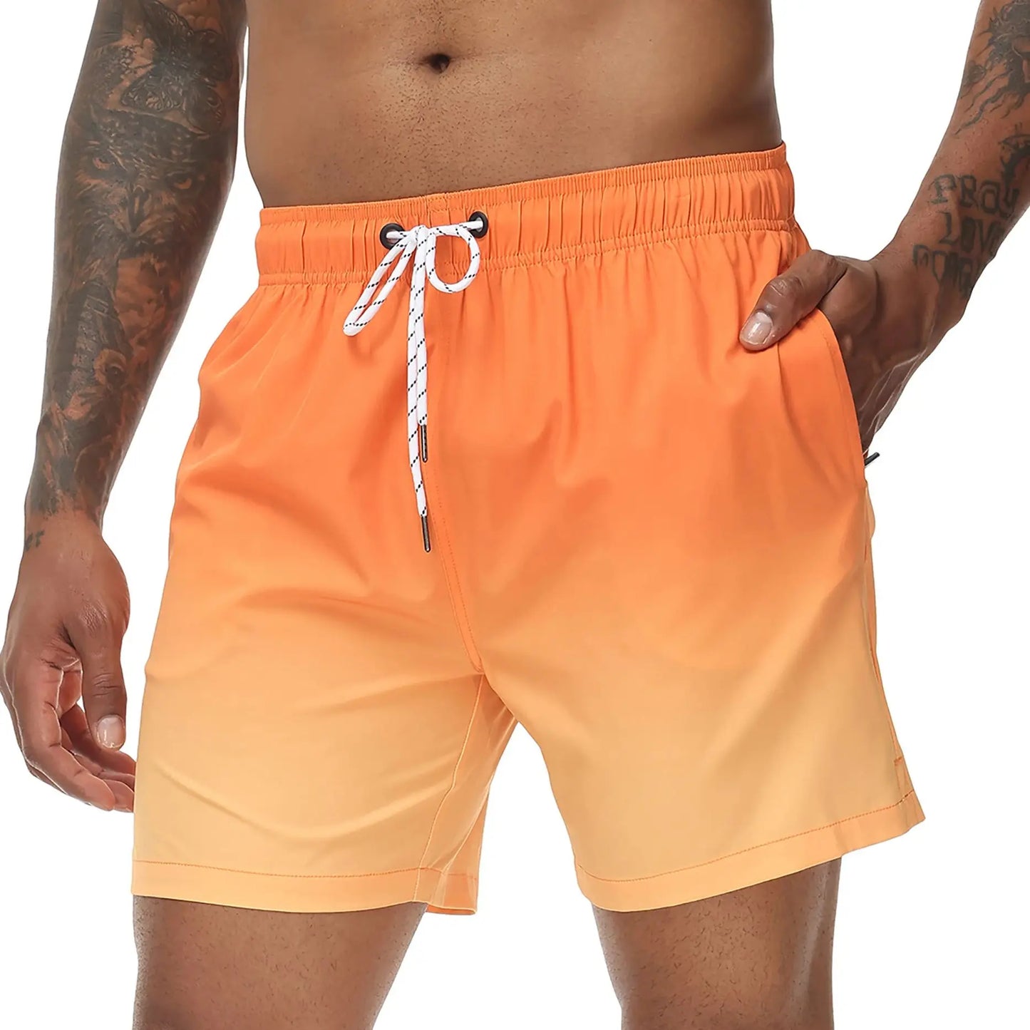 🩳 Herren Bade-Shorts mit Farbverlauf – Schnell trocknend, mit Reißverschlusstaschen & Netzfutter