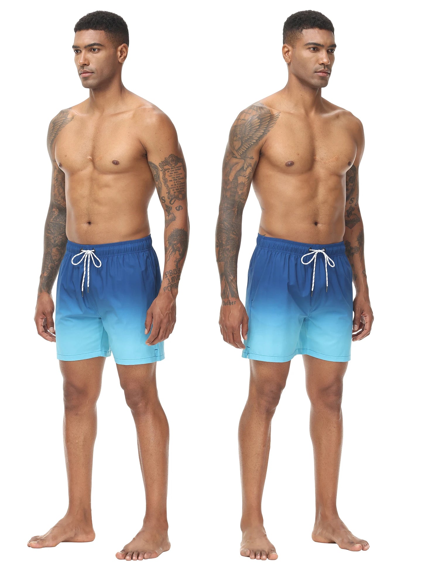🩳 Herren Bade-Shorts mit Farbverlauf – Schnell trocknend, mit Reißverschlusstaschen & Netzfutter