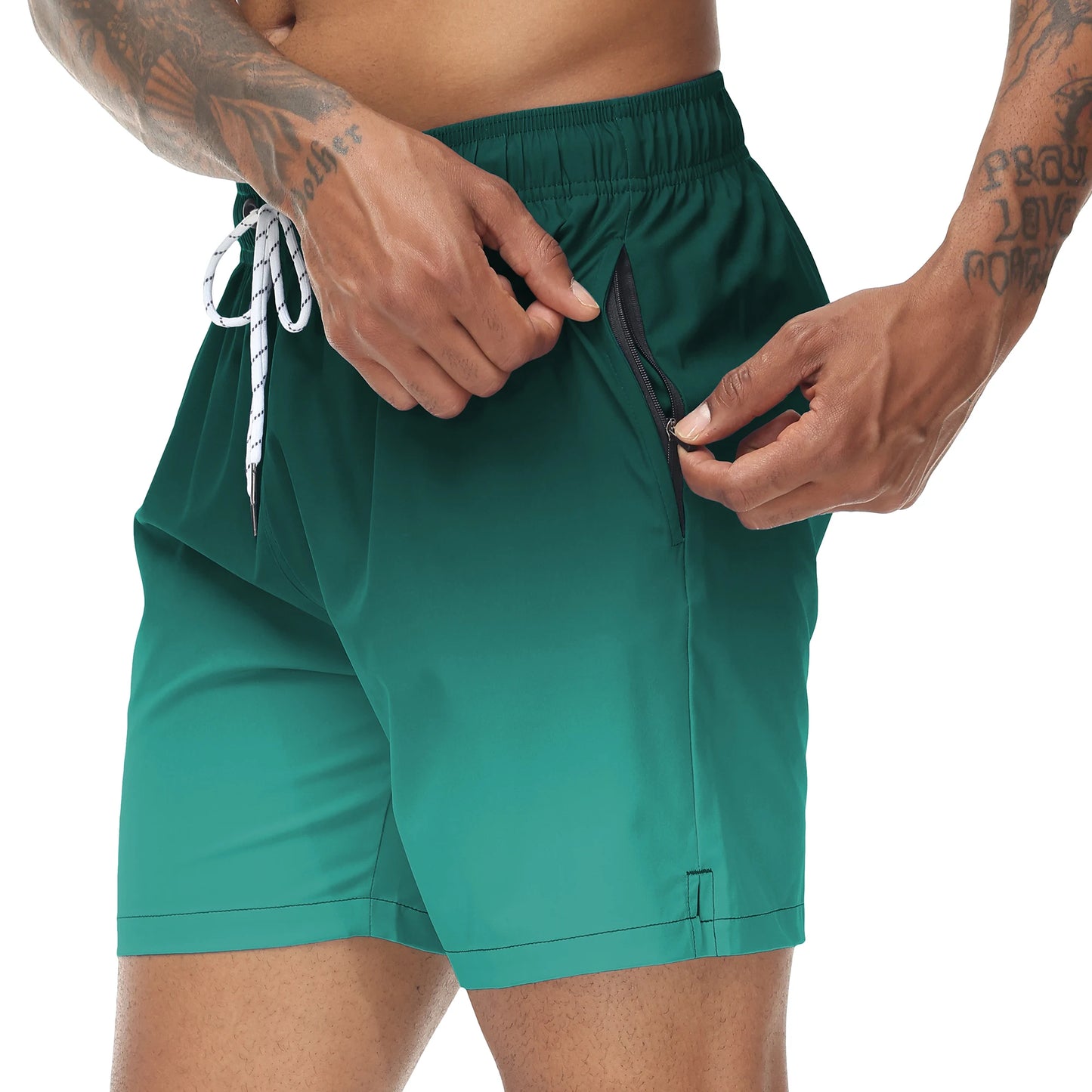 🩳 Herren Bade-Shorts mit Farbverlauf – Schnell trocknend, mit Reißverschlusstaschen & Netzfutter