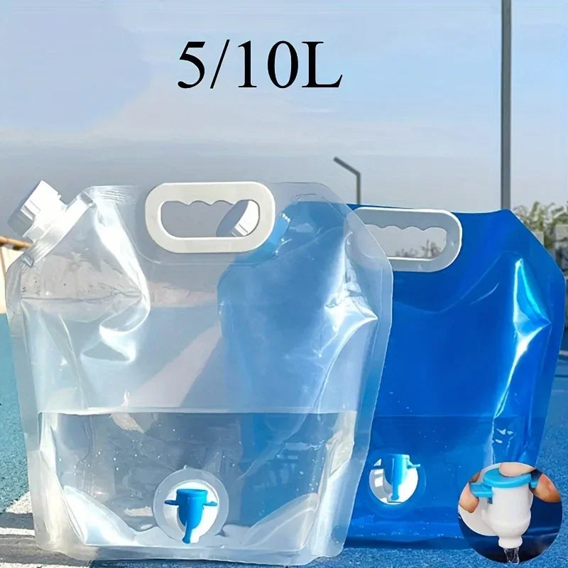 1 Stück Tragbare Auslaufsichere Wasserbeutel mit großem Fassungsvermögen – Klappbarer Outdoor-Wasserbeutel mit Wasserhahn und Kunststoff-Eimer für Bergsteigen und Camping