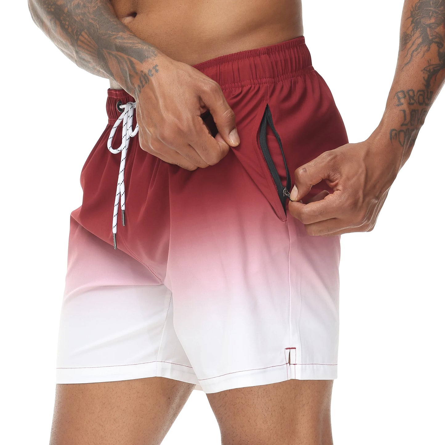 🩳 Herren Bade-Shorts mit Farbverlauf – Schnell trocknend, mit Reißverschlusstaschen & Netzfutter