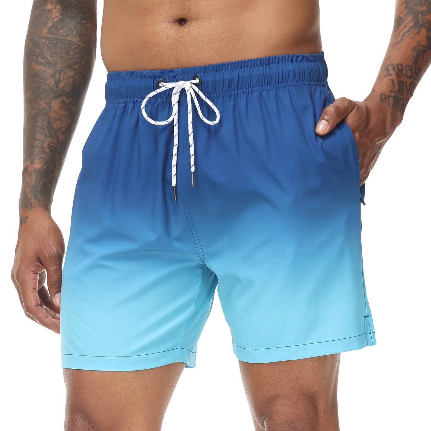 🩳 Herren Bade-Shorts mit Farbverlauf – Schnell trocknend, mit Reißverschlusstaschen & Netzfutter