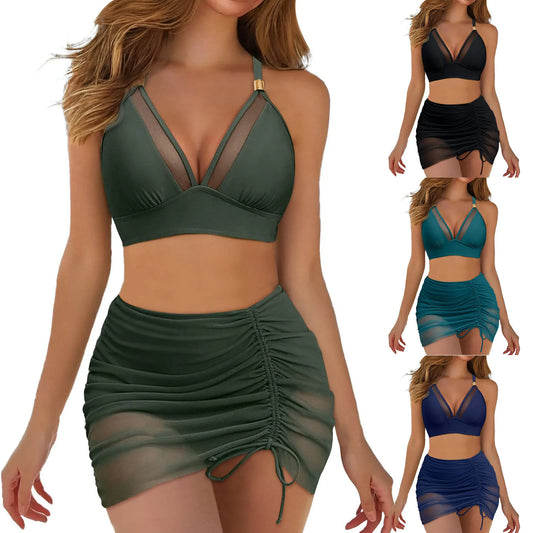 2025 Damen Bikini Set – Sexy Mesh-String mit Neckholder und Bügelosem Design