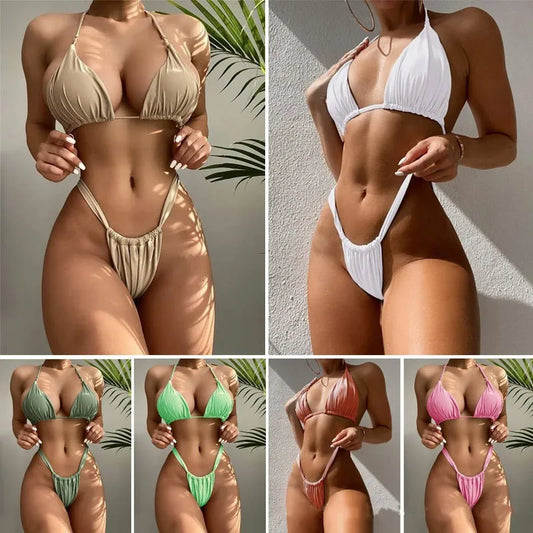2-Teiliges Sexy Bikini-Set 2025 – Damen Badeanzug mit Hoher Taille in Orange
