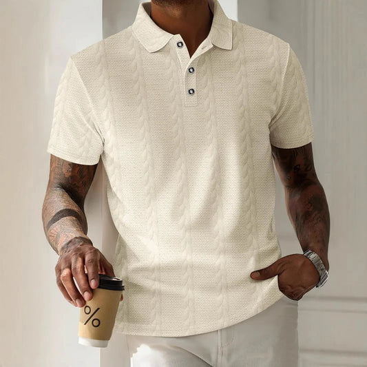 🧍‍♂️ Herren Polo-Shirt – Sommer 2025 | Einfarbiges Jacquard-Kurzarmshirt mit Kragen