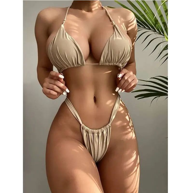 2-Teiliges Sexy Bikini-Set 2025 – Damen Badeanzug mit Hoher Taille in Orange