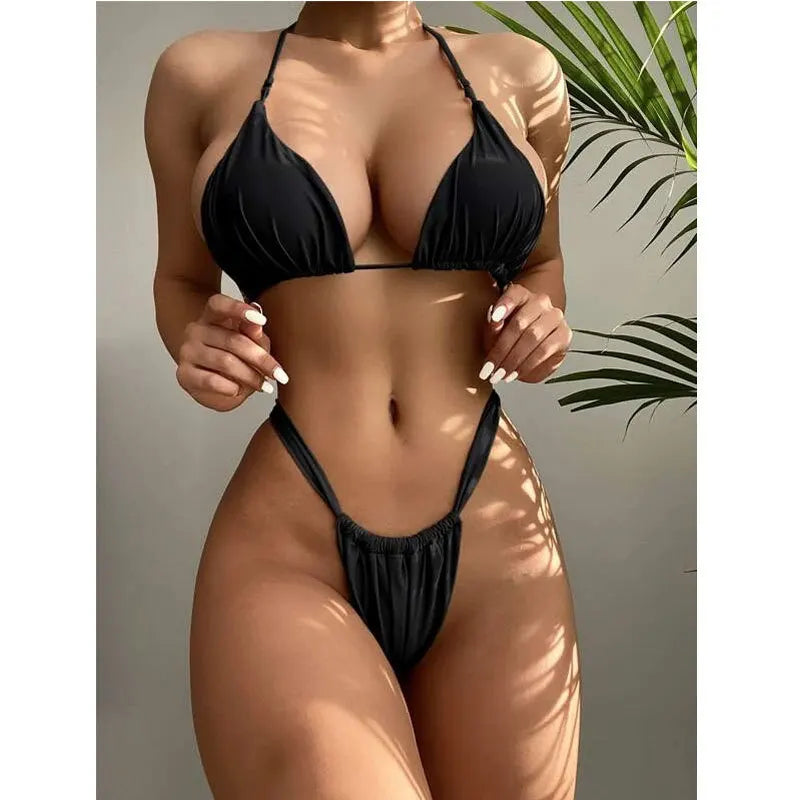 2-Teiliges Sexy Bikini-Set 2025 – Damen Badeanzug mit Hoher Taille in Orange