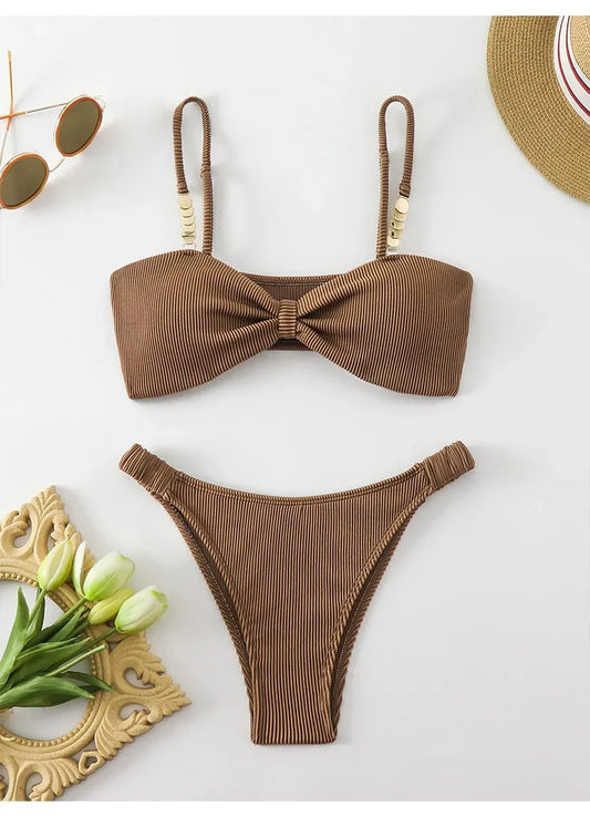 💎 Sexy Push-Up Bikini-Set mit Frontschleife – Sommer 2025