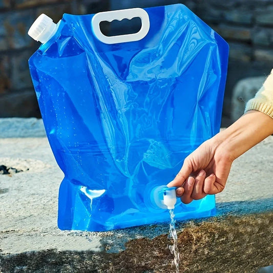 1 Stück Tragbare Auslaufsichere Wasserbeutel mit großem Fassungsvermögen – Klappbarer Outdoor-Wasserbeutel mit Wasserhahn und Kunststoff-Eimer für Bergsteigen und Camping